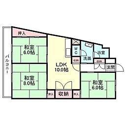 グランドハイツ清水 405 4階3LDKの間取り