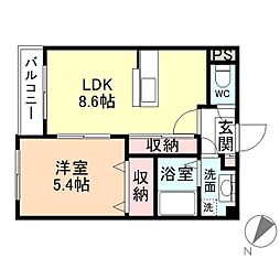ラピスラズリ7 1LDKの間取図画像