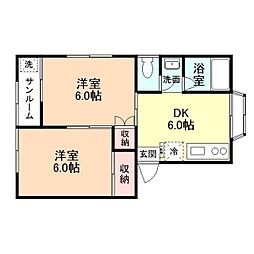 コートイング 2DKの間取図画像