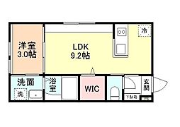 富山市向新庄町4丁目アパート 1LDKの間取図画像