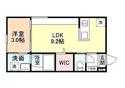 富山市向新庄町4丁目アパート 1LDKの間取図画像