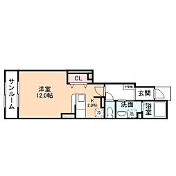プランセス ワンルームの間取図画像