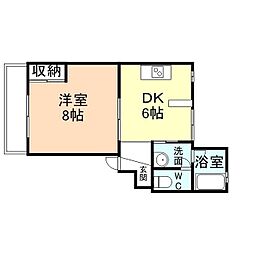 ク・レイン千代田 1DKの間取図画像