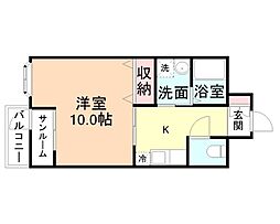 プラトン古川パート1 1DKの間取図画像