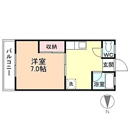 フォレスト伊東 1Kの間取図画像