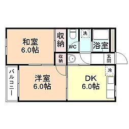 コーポ都 2DKの間取図画像
