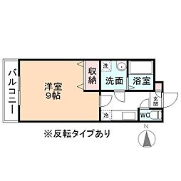 ピースフル2 1Kの間取図画像