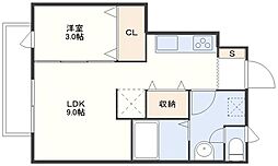 IKD　A 1階1LDKの間取り