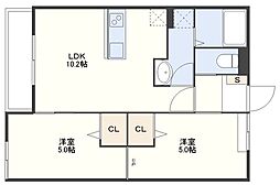 シーアンドスター協和WEST 2LDKの間取図画像