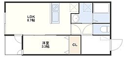 BRAVAS  onibashi 1LDKの間取図画像