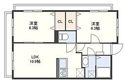 CASA永昌館 2LDKの間取図画像