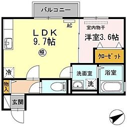 リッチローズ 1LDKの間取図画像
