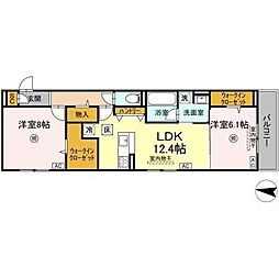 ロイヤルタウン富の原I 2LDKの間取図画像
