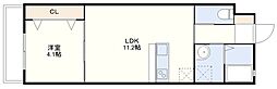 レイクヒル池田II 1LDKの間取図画像