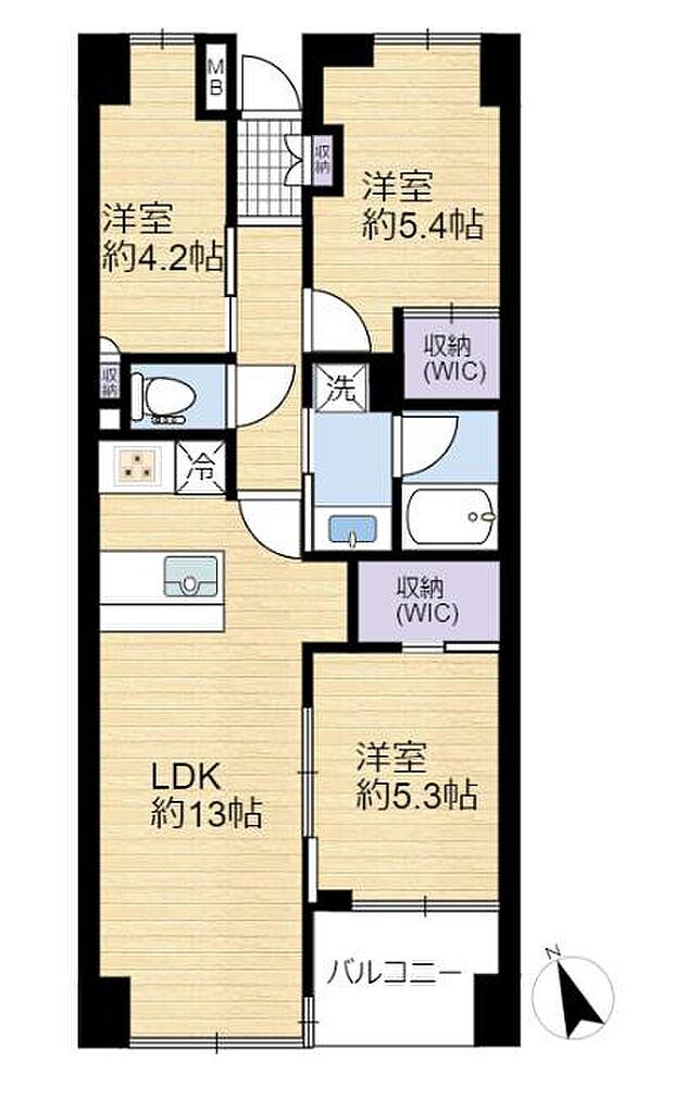 五反野パーク・ホームズ(3LDK) 4階の間取り