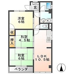 福光西ビルB 3LDKの間取図画像