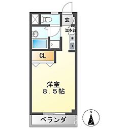 メゾンアミィ ワンルームの間取図画像