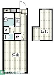 レオパレスファザーンB 1Kの間取図画像