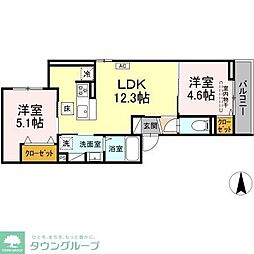 仮称)D-ROOM東海岸北2丁目II 2LDKの間取図画像