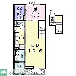 シエル・ブルーA 1LDKの間取図画像