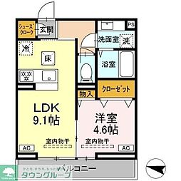 ルドベキア湘南台 1LDKの間取図画像