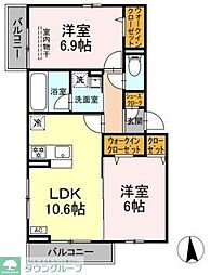 横浜市泉区上飯田町アパート 2LDKの間取図画像