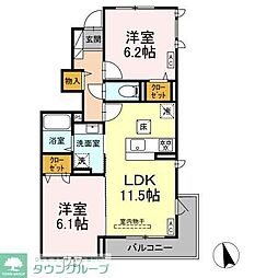 横浜市瀬谷区相沢4丁目アパート 2LDKの間取図画像