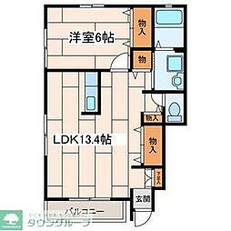 リビオン藤沢A 2LDKの間取図画像