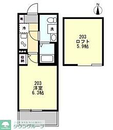 ベイルーム六会日大前 1Kの間取図画像