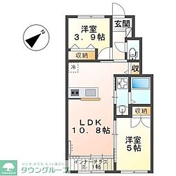 (仮称)新築藤沢打戻アパート 2LDKの間取図画像
