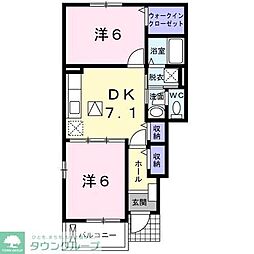 クロークルア・トング 2DKの間取図画像