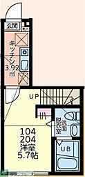 ユニクス二俣川 1Kの間取図画像
