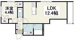 リキッドブルー湘南 1LDKの間取図画像