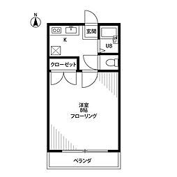 アムール湘南 1Kの間取図画像