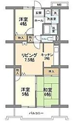 コーポレート中央林間1号棟 3LDKの間取図画像