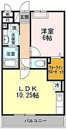 ソレイユB 1LDKの間取図画像