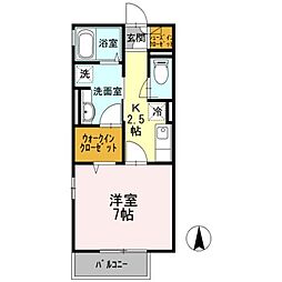 VERSOS高倉B 1Kの間取図画像