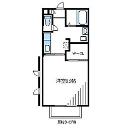 メゾンドフォンティーヌA 1Kの間取図画像
