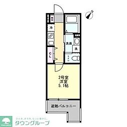 MIRAIS南万騎が原 1Kの間取図画像