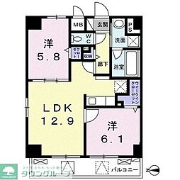 ル・カトレヤ 2LDKの間取図画像