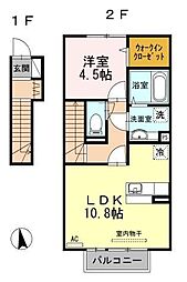 アクシア・プルミエールI 2階1LDKの間取り