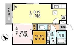 ヒルサイドテラス 1階1LDKの間取り