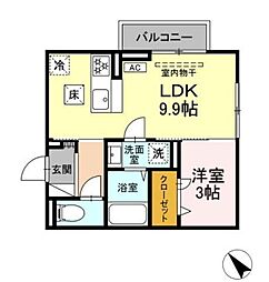 レグルスI 1階1LDKの間取り
