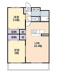 フリージア 2階2LDKの間取り