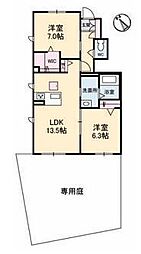 セレナガーデンＥ棟 1階2LDKの間取り