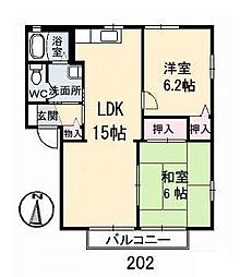 セントラルヴィレッジB 2LDKの間取図画像