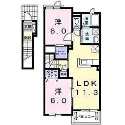 バービーカールB 2LDKの間取図画像