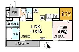 セジュールST B棟 1LDKの間取図画像