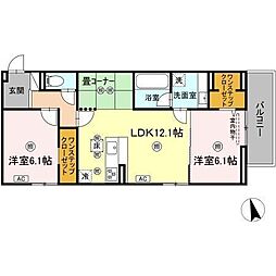 新築パールドブルム 2LDKの間取図画像