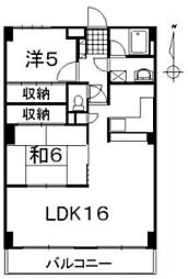 セントラルハイツ 2LDKの間取図画像